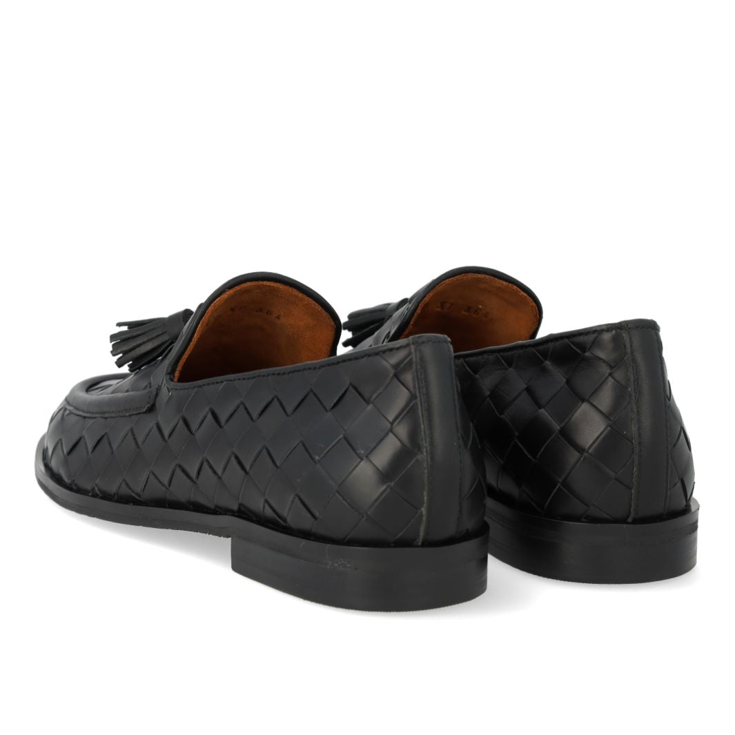 Angulus - Flettet Loafer Med Kvastdetaljer 1742-101 - 4689 Black Braid
