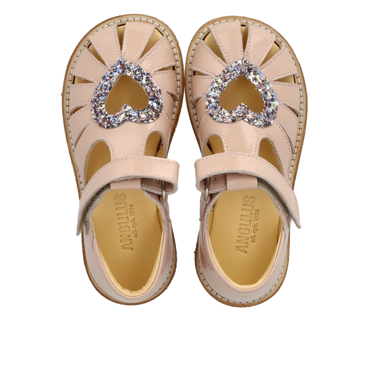Angulus - Hjertesandal Med Funklende Glitter Hjerte 5186-202 - 3282/3296 Rosebud/pastel Multi Glitter Sandaler 