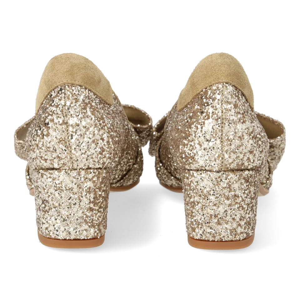 Angulus - Sløjfe Pump I Funklende Glitter 1550-105 - 3618/2217 Champagne Glitter/sand Pumps 