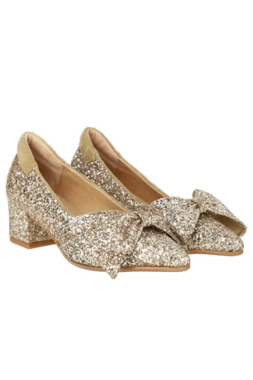 Angulus - Sløjfe Pump I Funklende Glitter 1550-105 - 3618/2217 Champagne Glitter/sand Pumps 