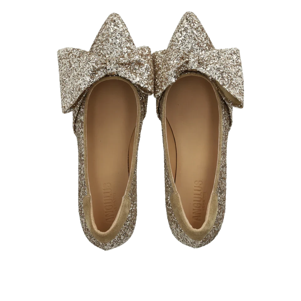 Angulus - Sløjfe Pump I Funklende Glitter 1550-105 - 3618/2217 Champagne Glitter/sand Pumps 