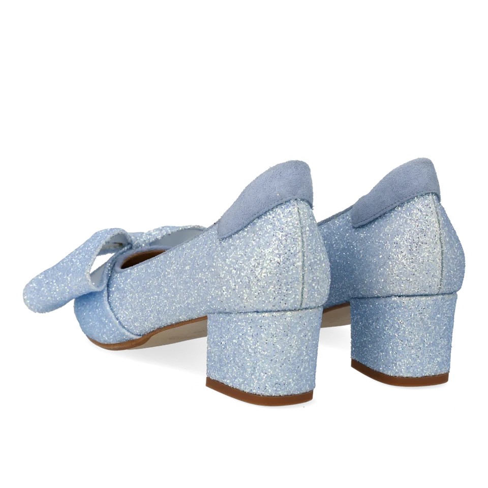 Angulus - Sløjfe Pump I Funklende Glitter 1550-105 - 4641/4610 Sky Blue Glitter/sky Blue Pumps 
