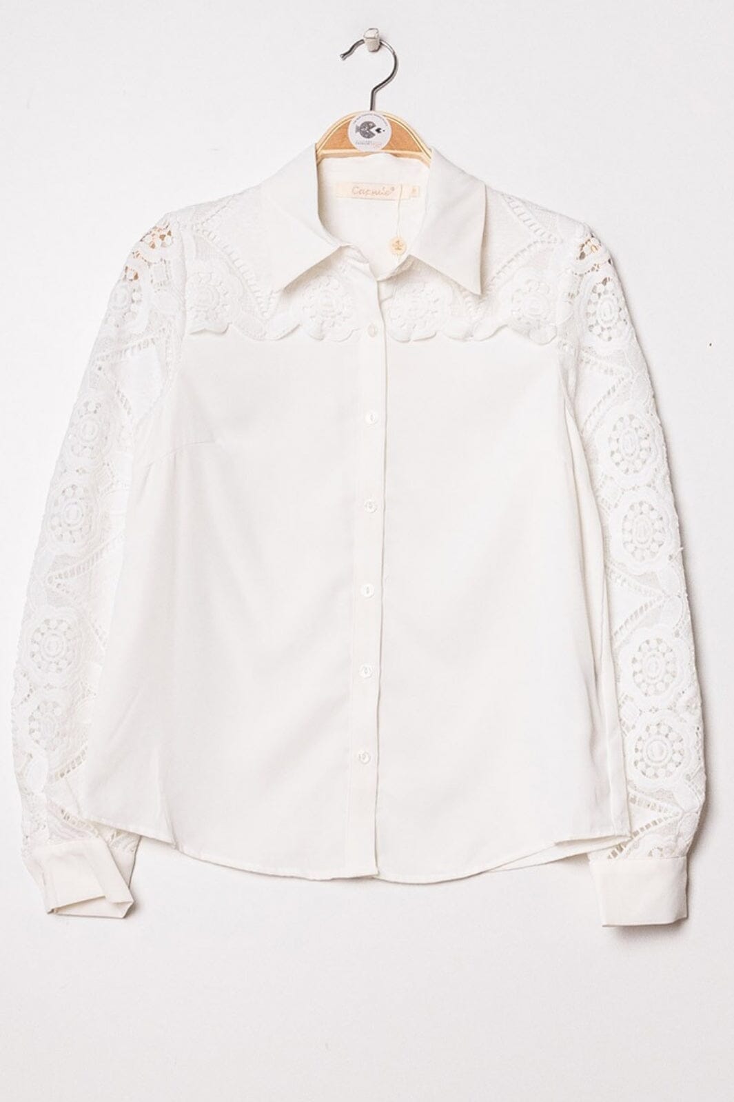 Anobel Copenhagen - Lace Work Detail Shirt CH299 - White Bluser 