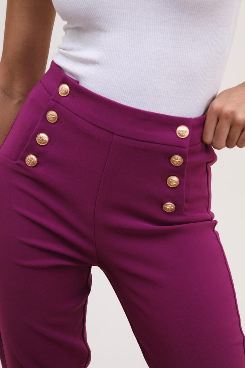 Anobel Copenhagen - Slim Pants With Gold Buttons P104 - Mauve Bukser 