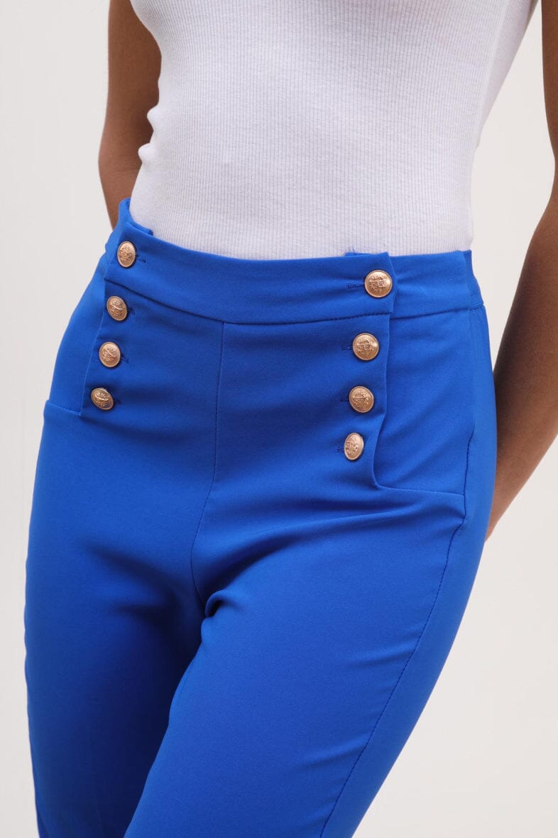 Anobel Copenhagen - Slim Pants With Gold Buttons P104 - Royal Blue Bukser 
