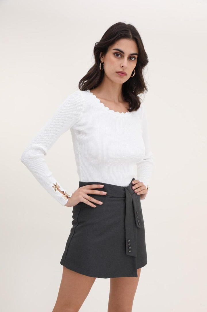 Anobel Copenhagen - Wool Skirt Shorts PC87B - Dark Grey Nederdele 