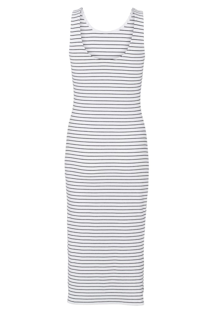 Basic Apparel - Ludmilla Openback Dress - 702 Bright White / Black Kjoler 