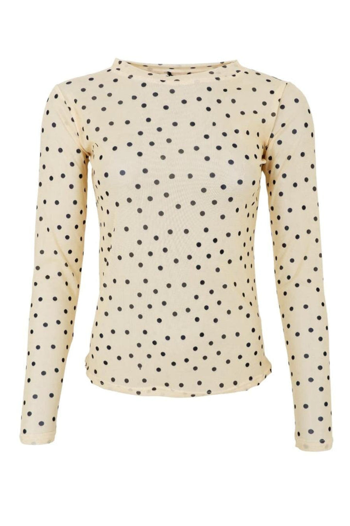 Black Colour - Bcannie Mesh Blouse 3846 - Shirts - Yellow Dot Bluser 