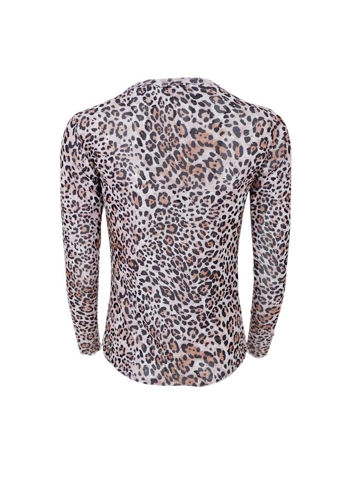 Black Colour - Bcannie Shimmer Mesh Blouse 41070 - Shirts - Leopard Bluser 