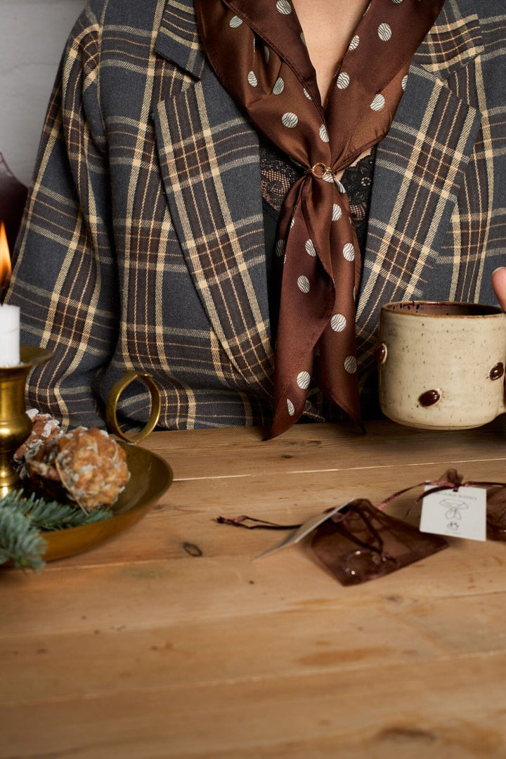 Black Colour - Bcash Mini Scarf Ring 4498 - Gold Coloured