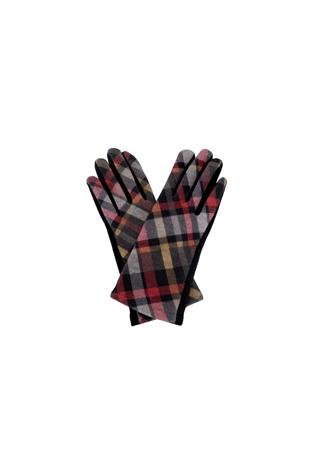 Black Colour - Bcbibi Checkered Gloves - Red & Black