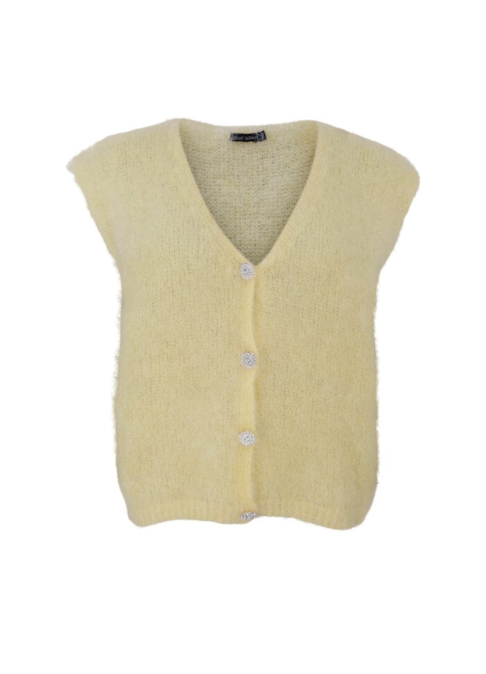 Black Colour - Bcbjoerk Knit Vest 1250 - Lt. Yellow Strikbluser 