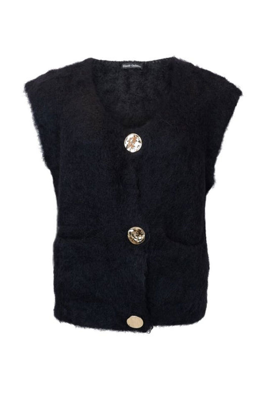 Black Colour - Bcbjoerk Knitted Button Vest 1217 - Black Strikbluser 