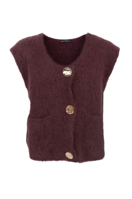 Black Colour - Bcbjoerk Knitted Button Vest 1217 - Coffee Strikbluser 