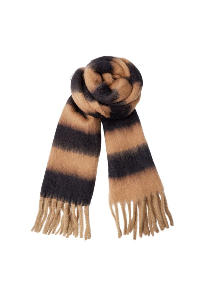 Black Colour - Bcdash Striped Winter Scarf 208415 - Black/Latte Tørklæder 