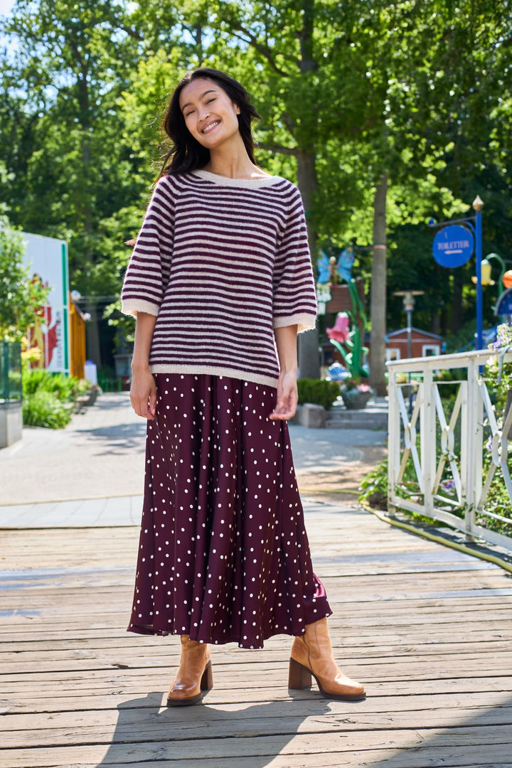 Black Colour - Dell Striped Jumper 1214 - Plum