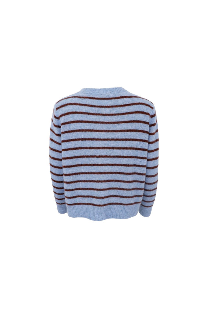 Black Colour - Dell Striped Knit Cardigan 1197 - Blue