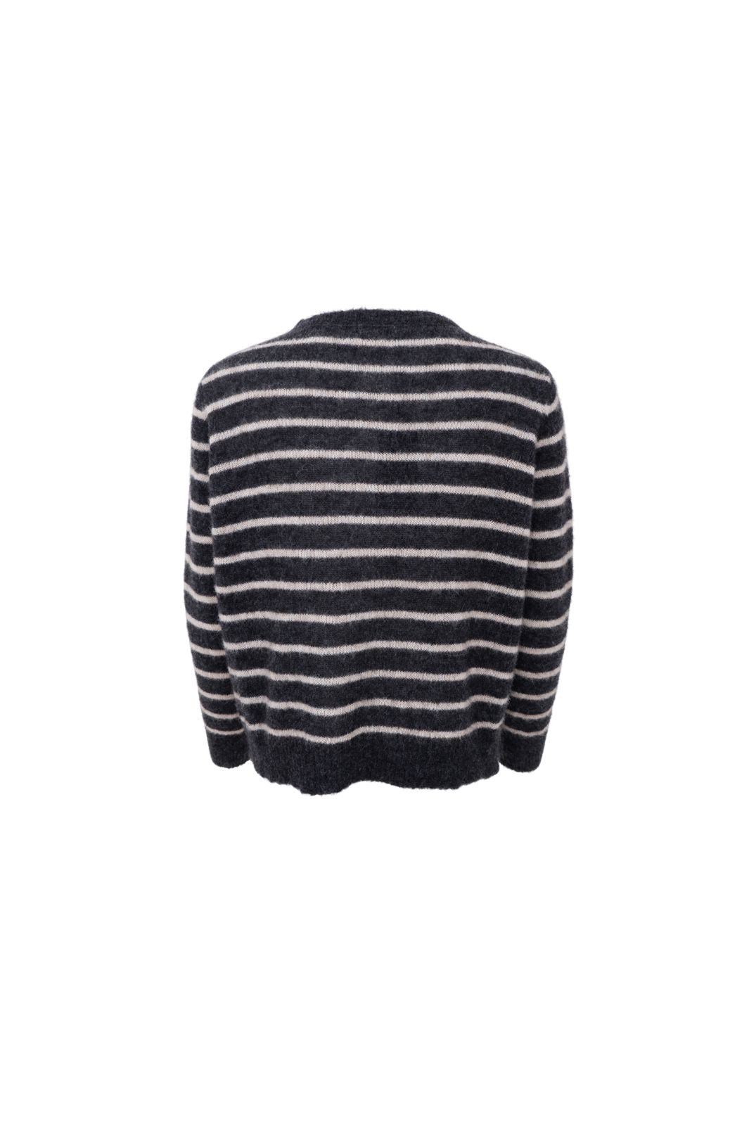 Black Colour - Bcdell Striped Knit Cardigan 1197 - Dk. Grey