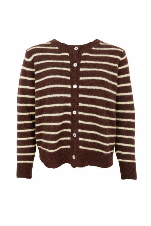 Black Colour - Bcdell Striped Knit Cardigan 1197 - Mocca Cardigans 