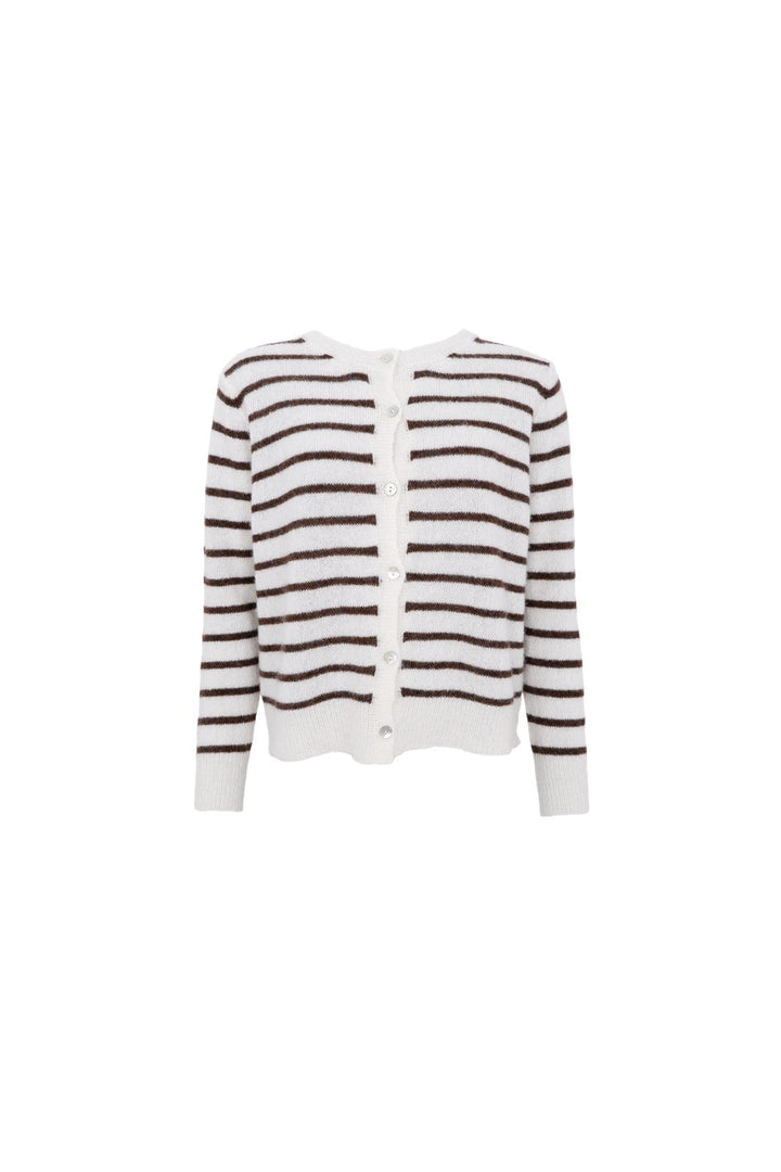 Black Colour - Bcdell Striped Knit Cardigan 1197 - Off White