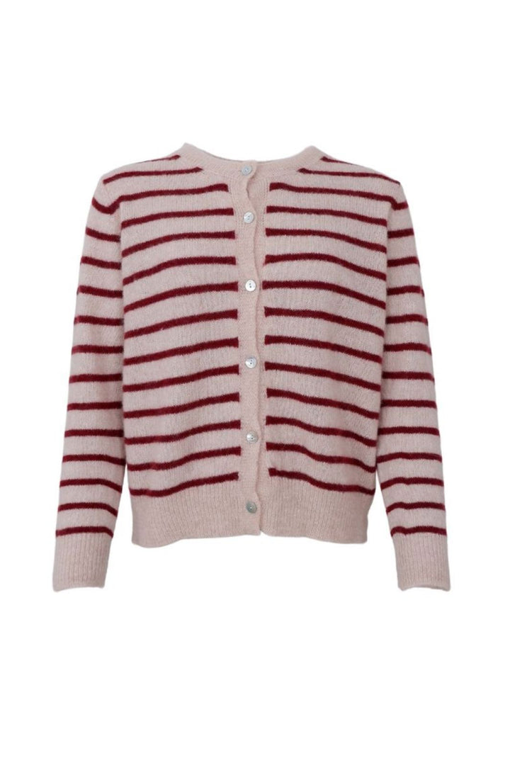 Black Colour - Bcdell Striped Knit Cardigan 1197 - Wine Cardigans 