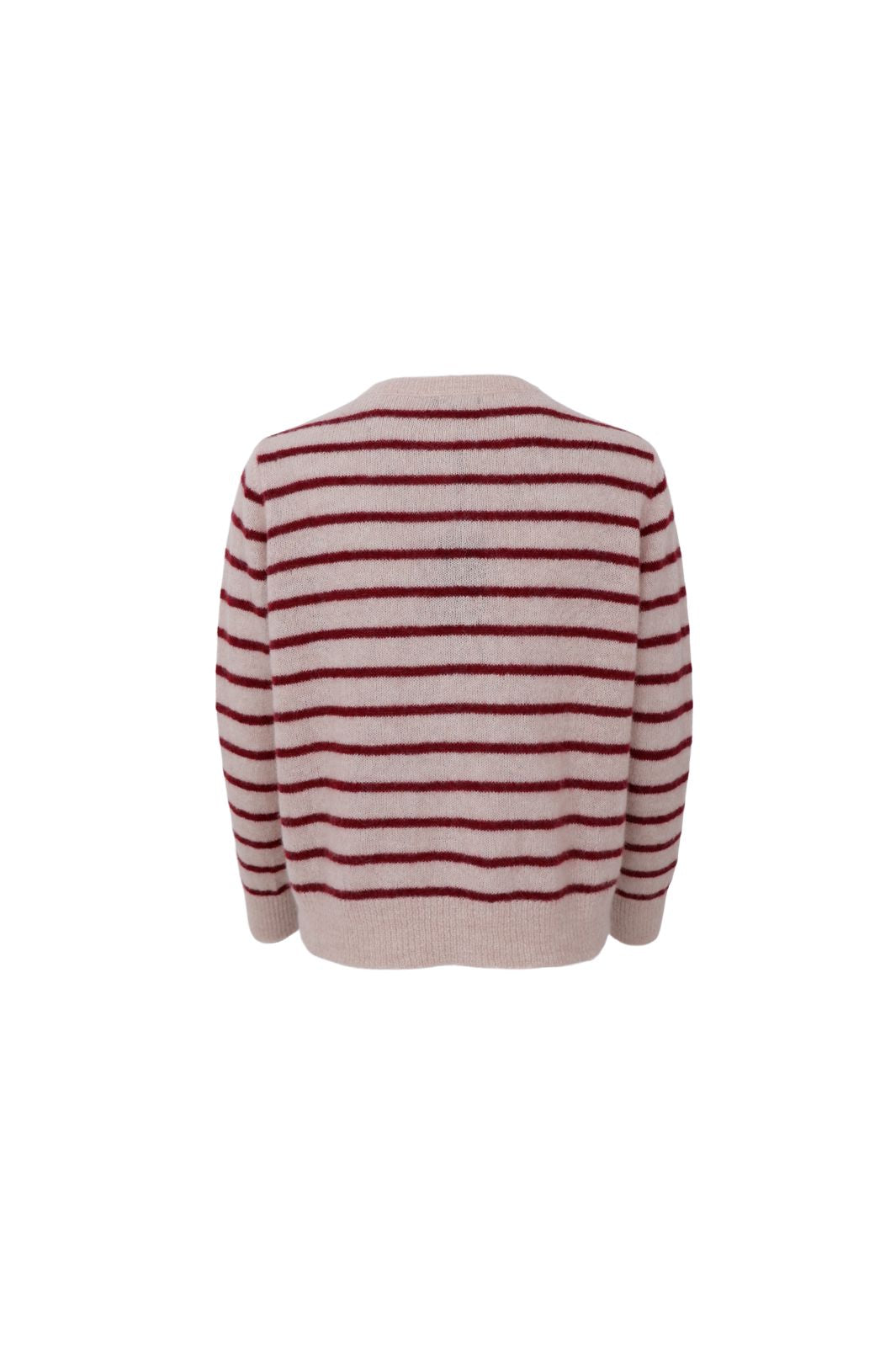 Black Colour - Dell Striped Knit Cardigan 1197 - Wine