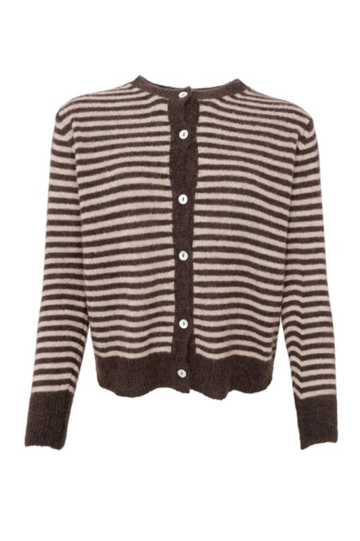 Black Colour - Bcdell Striped Knit Cardigan 1257 - Coffee
