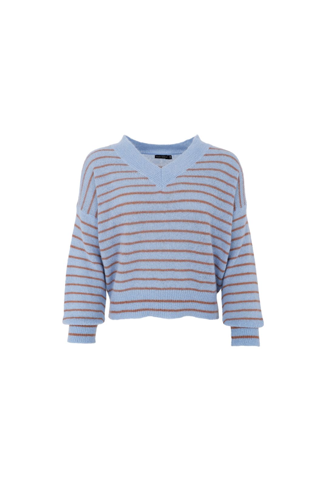Black Colour - Bcdell Striped V-Neck Jumper 1240 - Lt. Blue