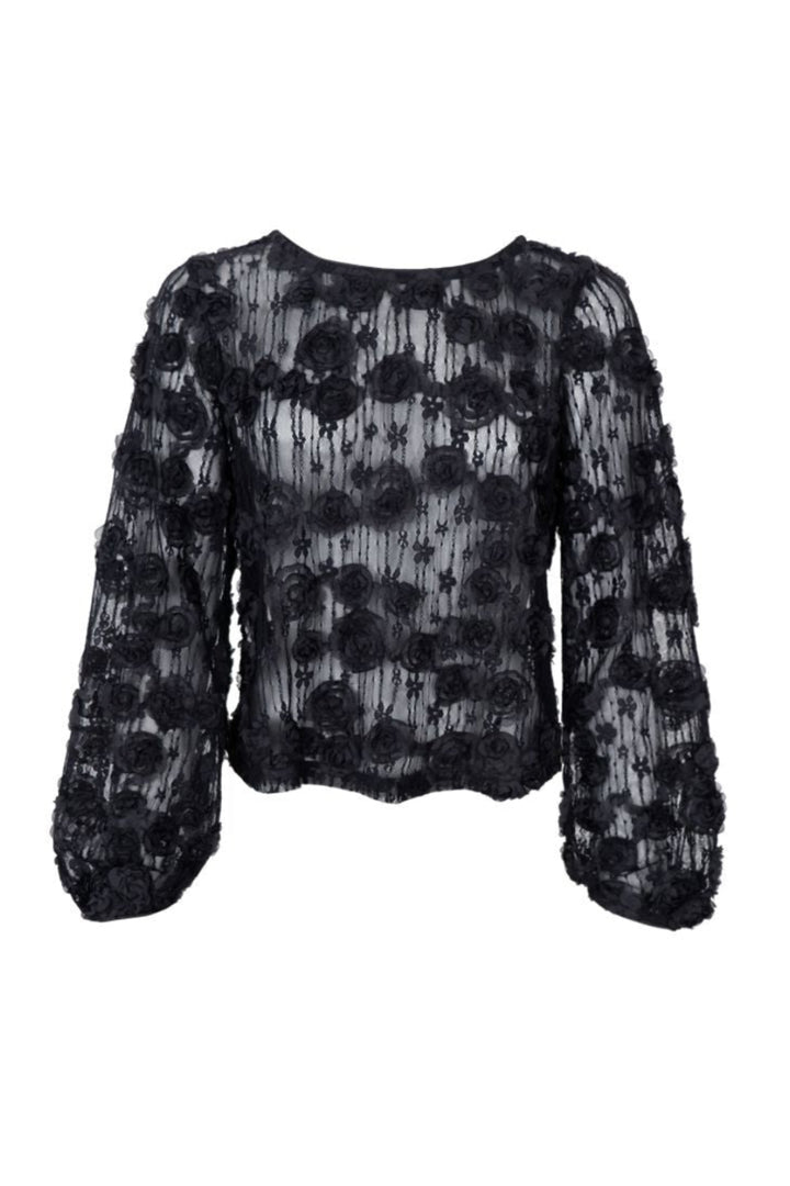 Black Colour - Bcelloise Flower Patch Blouse 41281 - Black