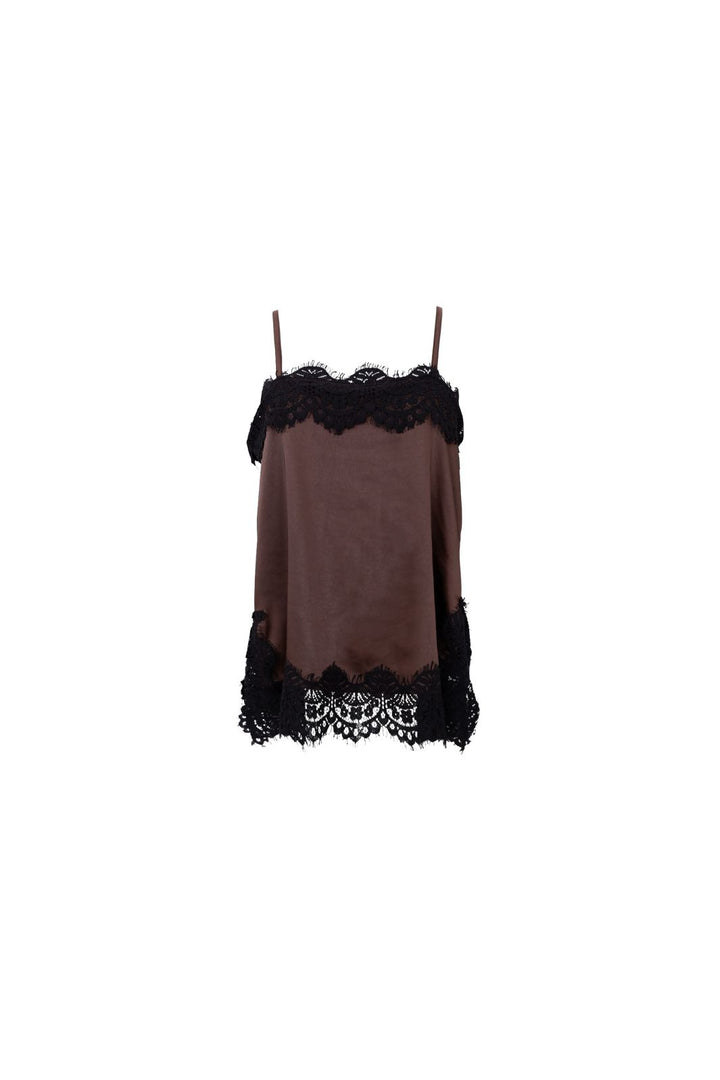Black Colour - Bcevie Lace Strap Top 41046 - Shirts - Coffee