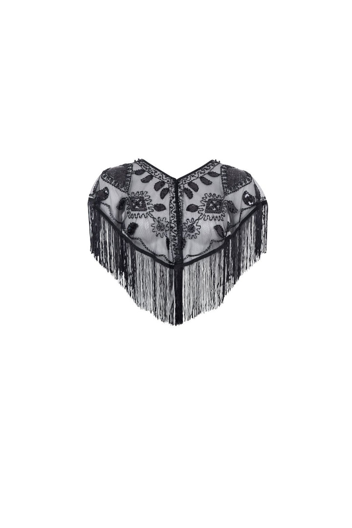 Black Colour - Bcfanya Sequin Fringle Cape 4583 - Black
