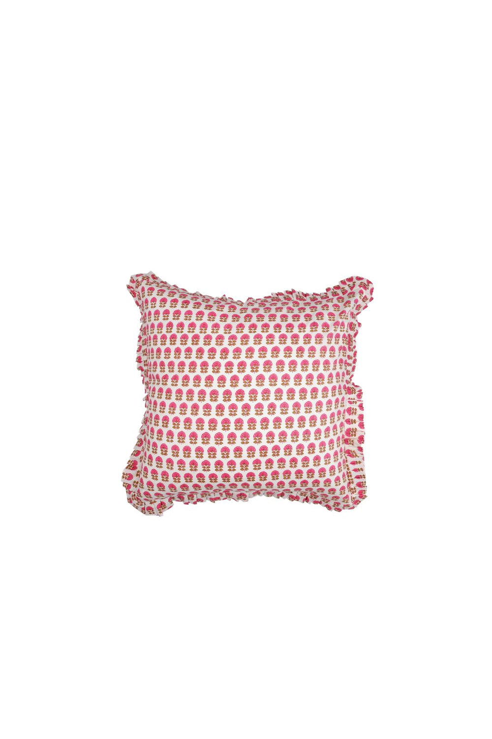 Black Colour - Bcflora Cushion Cover With Frill - Bouquet Pink