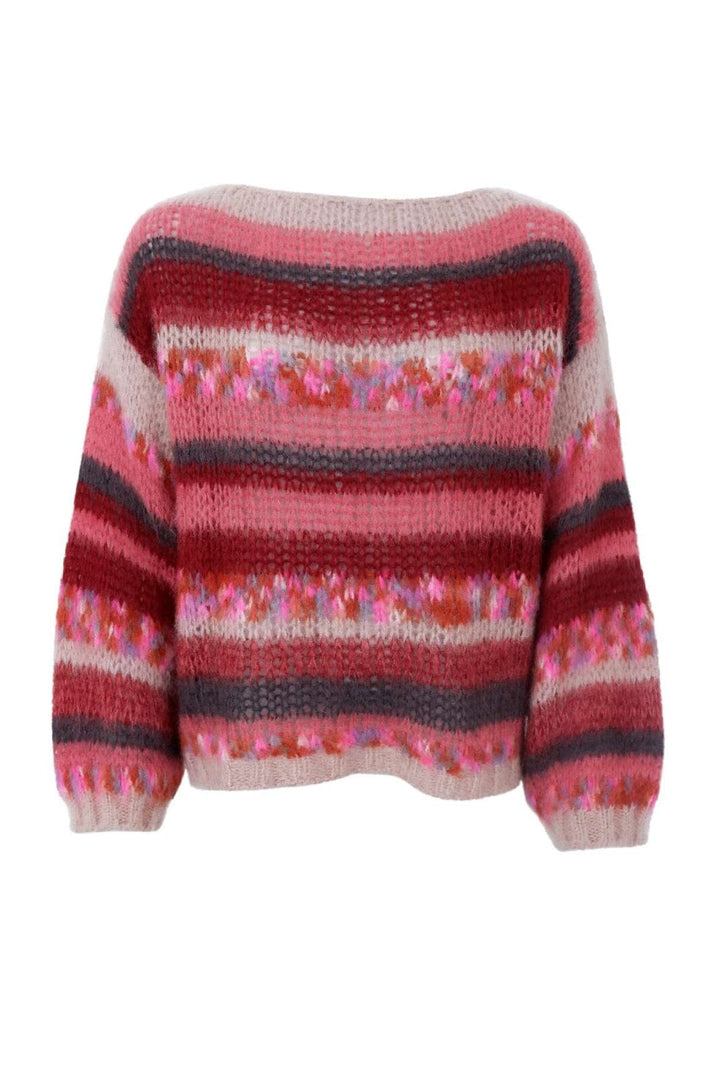 Black Colour - Bcfontana Multi Striped Jumper 1222 - Berry Strikbluser 