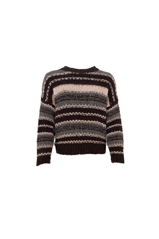 Black Colour - Bchelga Boucle Jumper 1275 - Coffee Stripe