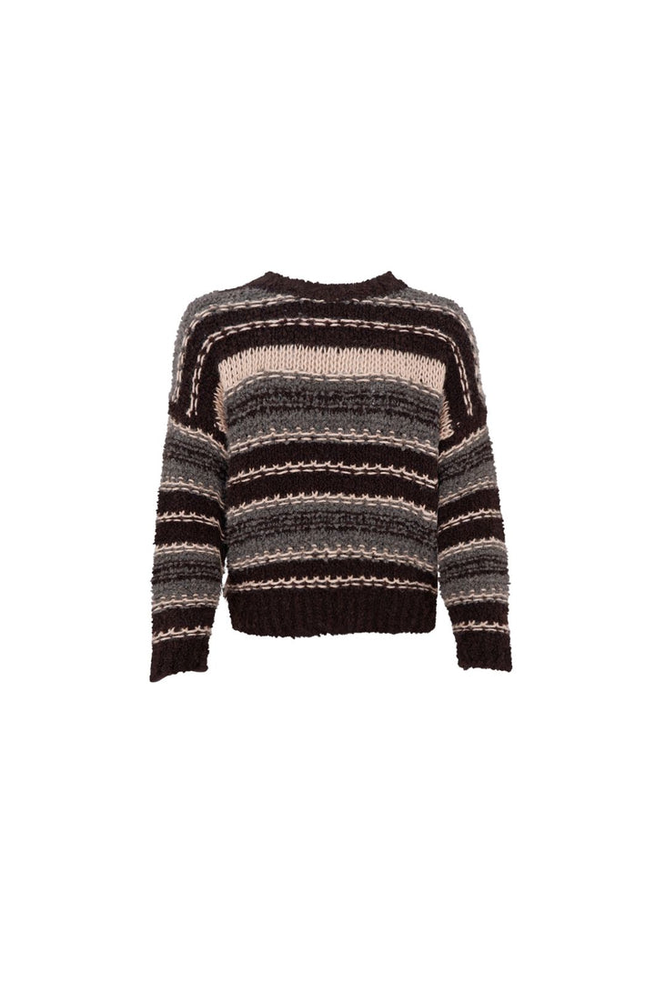 Black Colour - Bchelga Boucle Jumper 1275 - Coffee Stripe