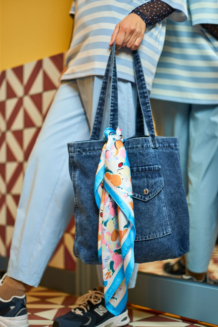 Black Colour - Bcleeva Mini Scarf 3679 - Blue Multi