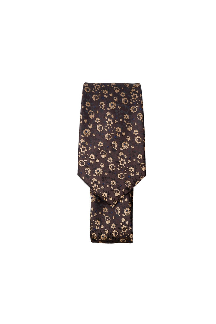 Black Colour - Bclulu Tie 208437 - Brown Flower