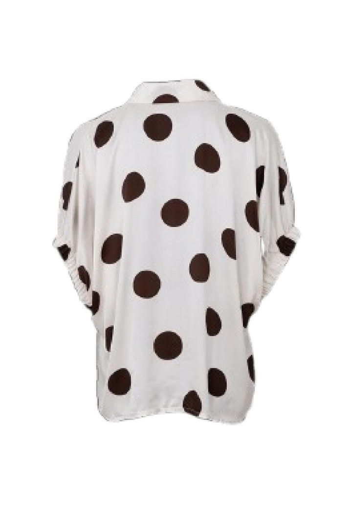 Black Colour - Mabel Shirt Blouse 40988 - Off White Dot