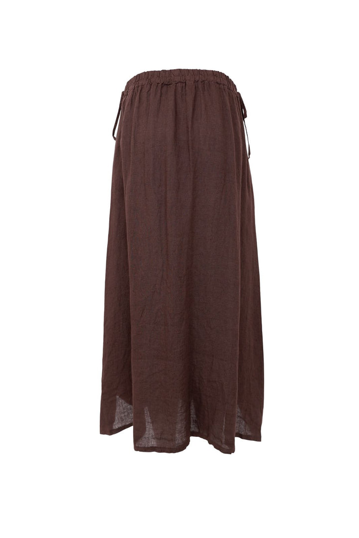 Black Colour - Bcmelina Linen Wrap Skirt 41103 - Coffee