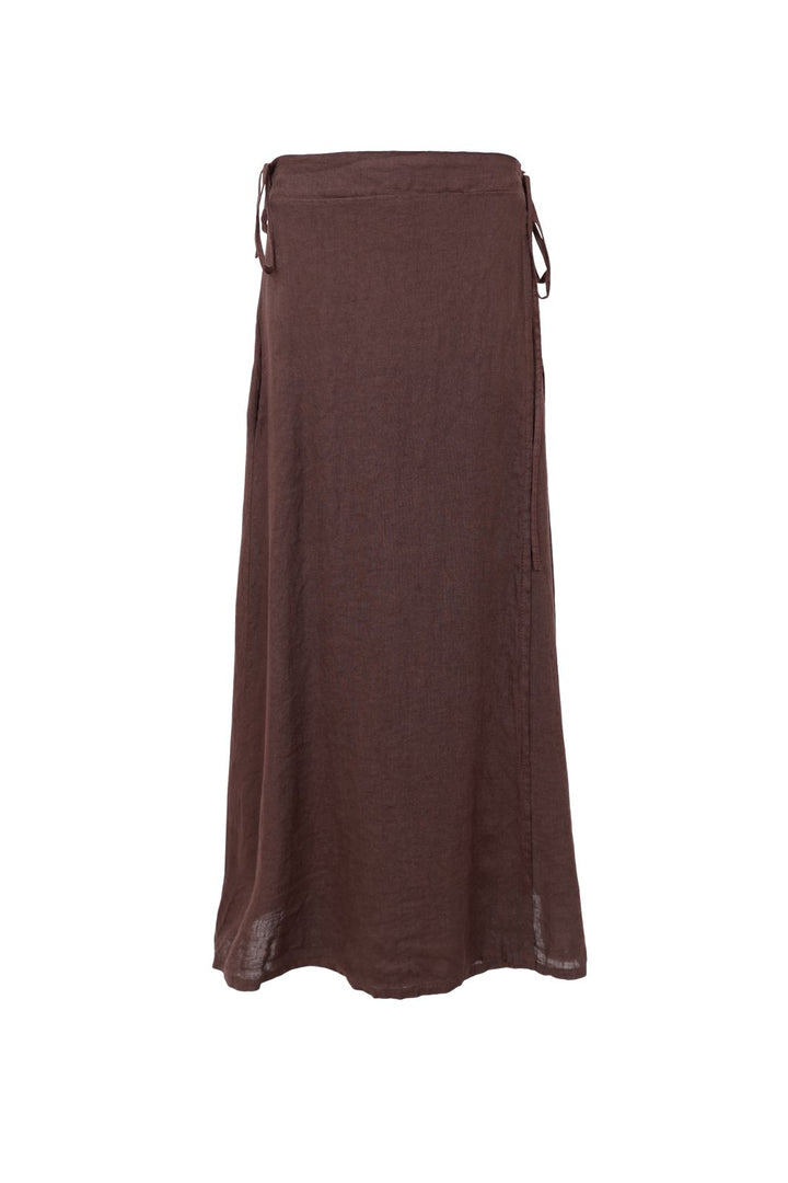 Black Colour - Bcmelina Linen Wrap Skirt 41103 - Coffee