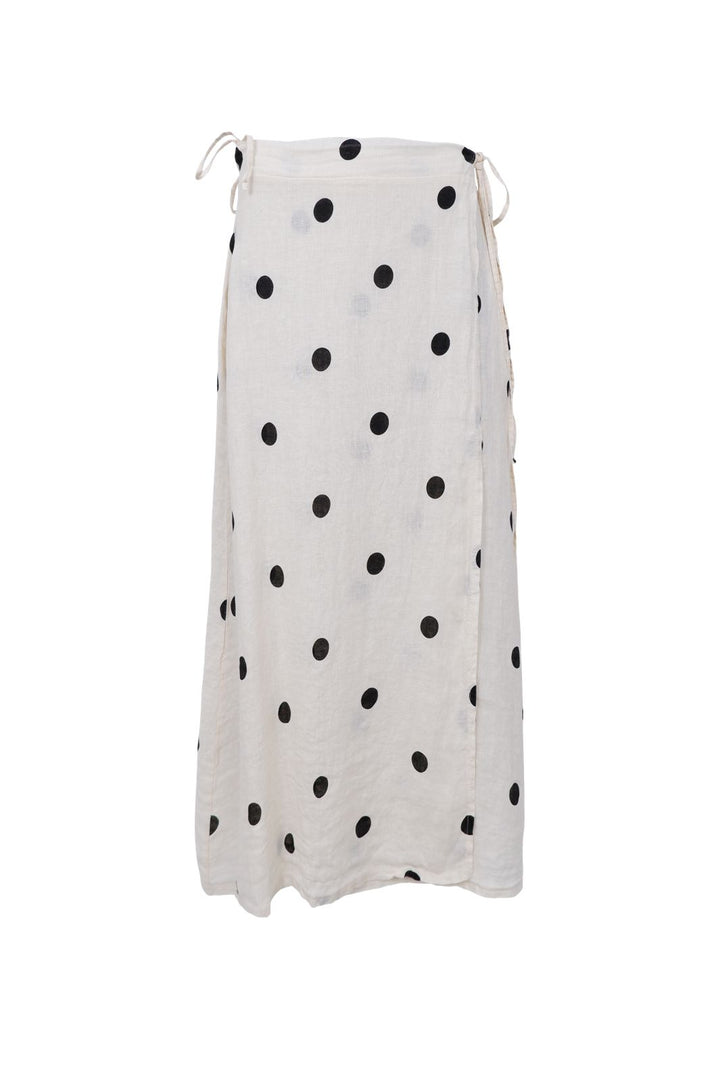 Black Colour - Bcmelina Linen Wrap Skirt 41103 - Dot