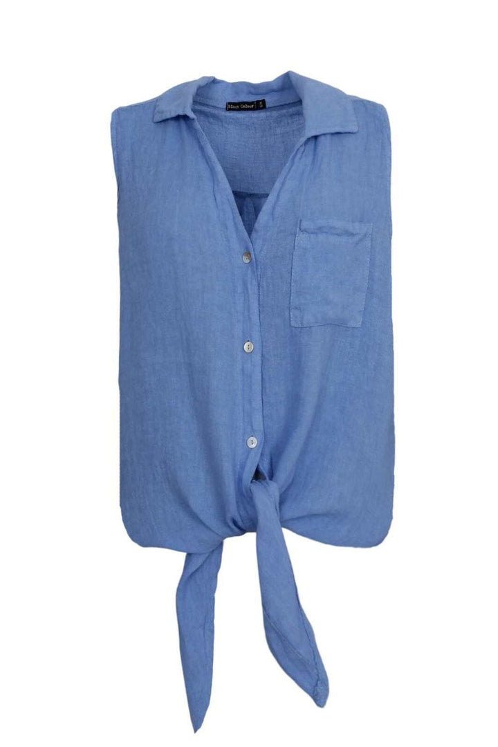 Black Colour - Bcmelina Sleeveless Tie Shirt 40911 - Sky Blue
