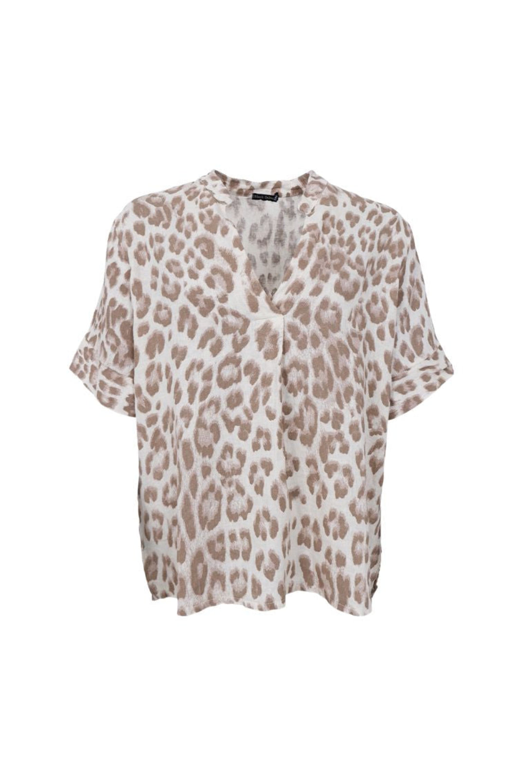 Black Colour - Bcmelina Ss Linen Blouse 40842 - Nougat Leo