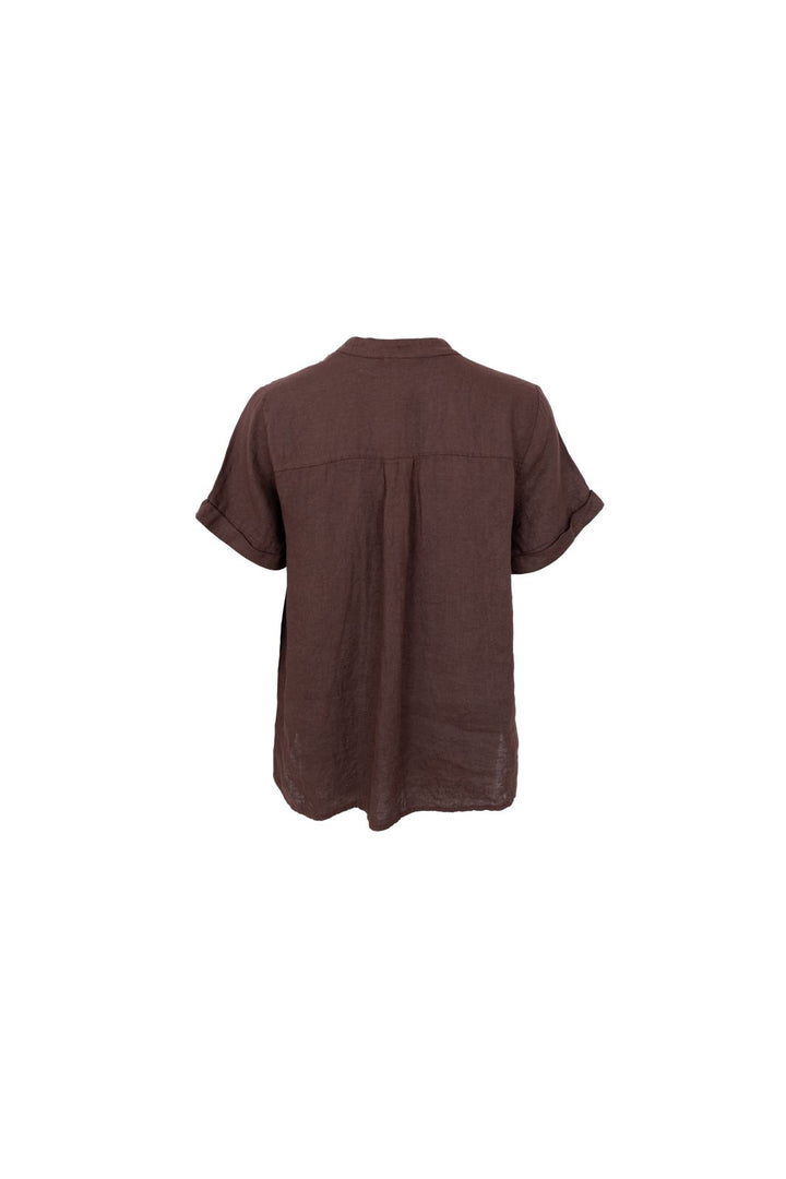 Black Colour - Bcmelina Ss Linen Shirt 41104 - Coffee