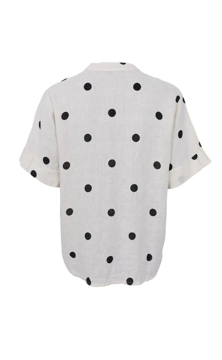 Black Colour - Bcmelina Ss Linen Shirt 41104 - Dot Skjorter 