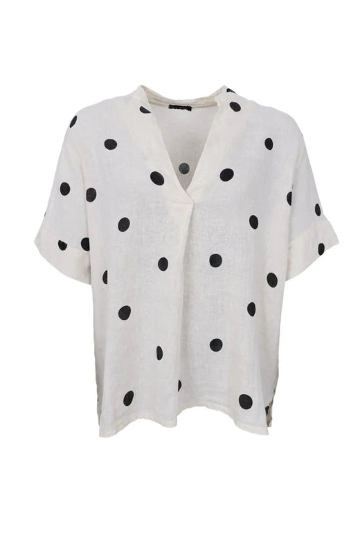 Black Colour - Bcmelina Ss Linen Shirt 41104 - Dot Skjorter 