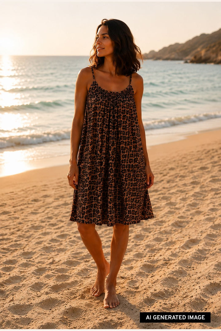 Black Colour - Bcminna Short Strap Dress 41294 - Leopard