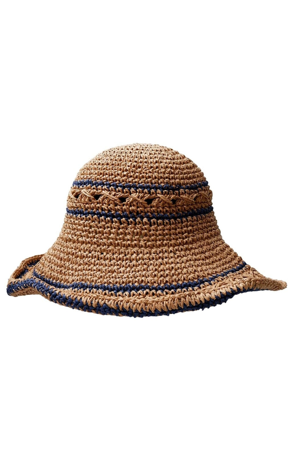 Black Colour - Bcpalma Boho Straw Hat 8003 - Nature W. Navy