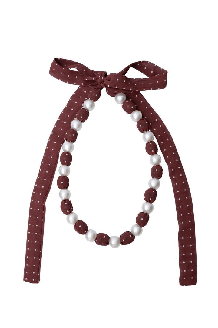 Black Colour - Bcposy Tied Necklace 4564 - Coffee Dot