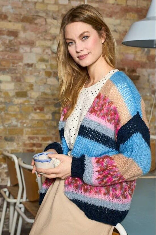 Black Colour - Bcsophie Striped Cardigan 1243 - Blue Multi Cardigans 